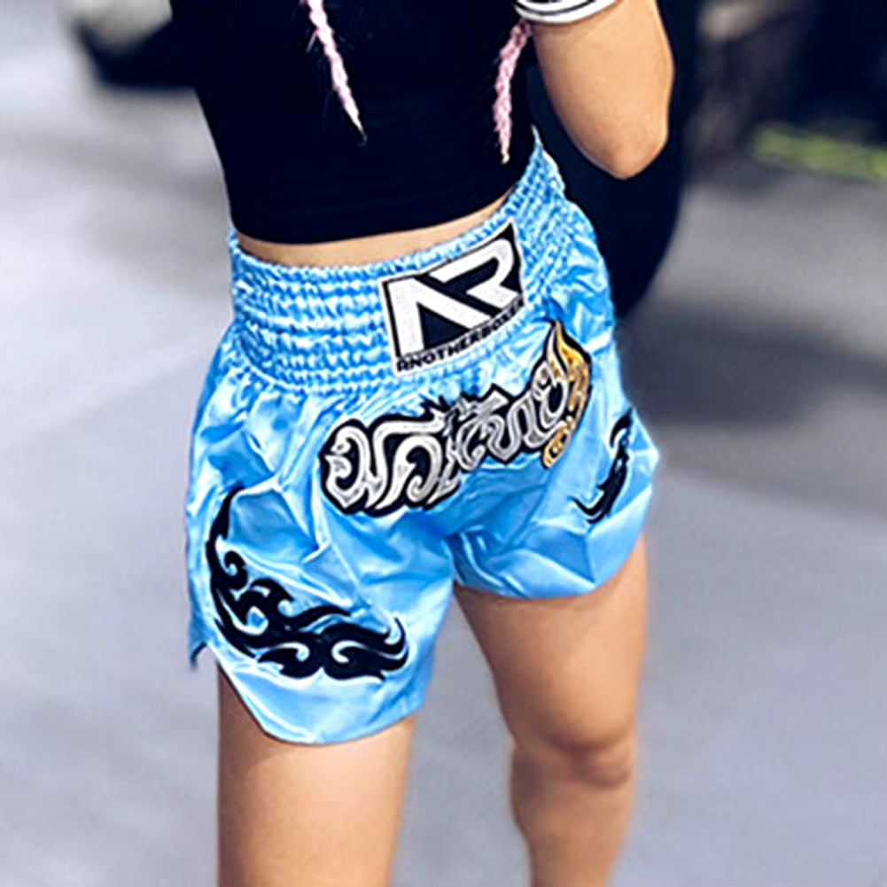 Sports Boxing Shorts Women Men High Elasticity Breathable Muay Thai Cord Design Trunks Kickboxing Shorts