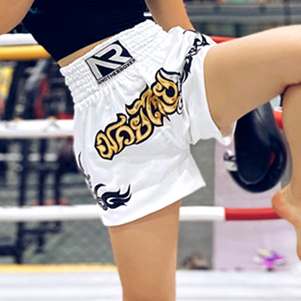 Sports Boxing Shorts Women Men High Elasticity Breathable Muay Thai Cord Design Trunks Kickboxing Shorts