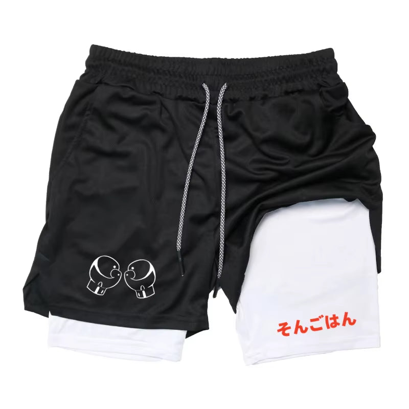 Fashion Boxing Shorts Boxers Gym Sports 2 in 1 Double-Decker Trunks Quick Dry Workout Training Gym Fitness Jogging Shorts Summer