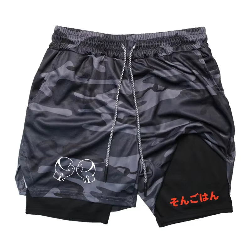 Fashion Boxing Shorts Boxers Gym Sports 2 in 1 Double-Decker Trunks Quick Dry Workout Training Gym Fitness Jogging Shorts Summer